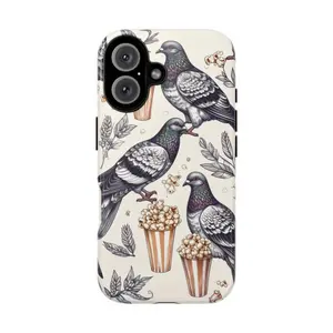 Vintage Pigeon & Popcorn Durable Shockproof Protection Cellphone Case, Protective Casing Accessories Compatible with iPhone 11/12/13/14/15/16/17 Pro, ProMax, Plus, Air