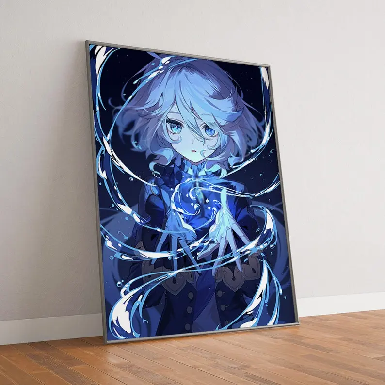 Genshin Impact Furina Poster, High Quality Canvas Poster Print, Gifts for boyfriend or girlfriend, Fan merchandise - No Frame