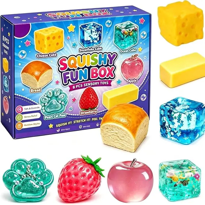 8 Pack Cute Steam Bun Mystery Box – Ultra Soft Dough Squeeze Balls for Stress Relief, Fun Sensory Toy Set, Creative Party Favors & Birthday Gifts