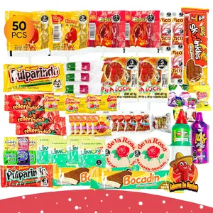 Sabores de Mexico Mexican Candy Variety Pack 50 Count Dulces Mexicanos Lucas Candy Pulparindo Mazapan Vero Lollipops Spicy Dulce Mexico Assorted Mix Sweet Bonbon