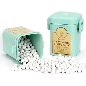 Ceramic Pie Weights  10mm Baking Beans Pie Crust Weights  Ceramic Stoneware with Wheat Straw Container