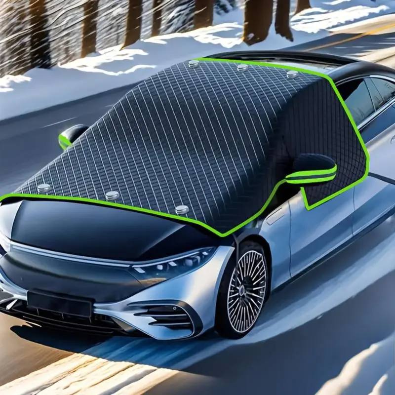 Front Window Windshield Protector Frost Guard - Durable Polyester Oxford Fabric, UV Protection Front Window, Debris Shield, Easy-Install All-Vehicle Compatibility Universal Fit Car Sunshade Vent Visors Winter Accessory