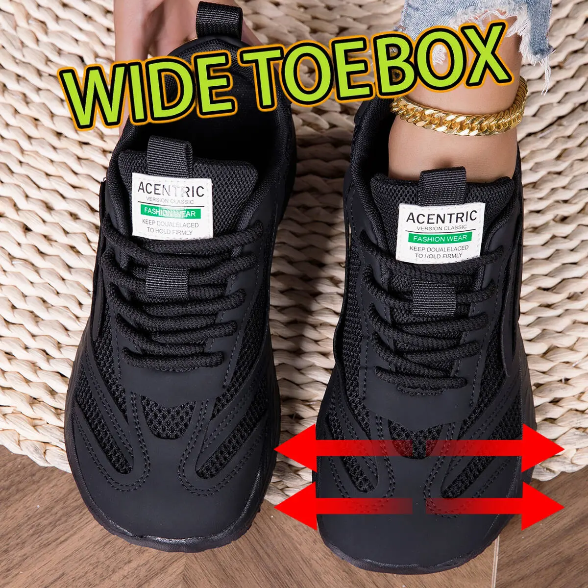 VOLARPISADA Women's Barefoot Sneakers - Anti-Slip Low-Cut Casual Trainers, Wide Feet Fit, Roomy Toebox, All-Seasons Durable EVA Sole, Cushioned Impact Softening, All-Day Standing Comfort (Barefoot Shoes for Women)