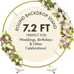 HOOPLE 7.2FT Metal Balloon Arch Stand Wedding Round Backdrop Stand for Shower Birthday Flowers Decoration Stable Durable Galvanized Iron Frame with Water Bags Flower Clips