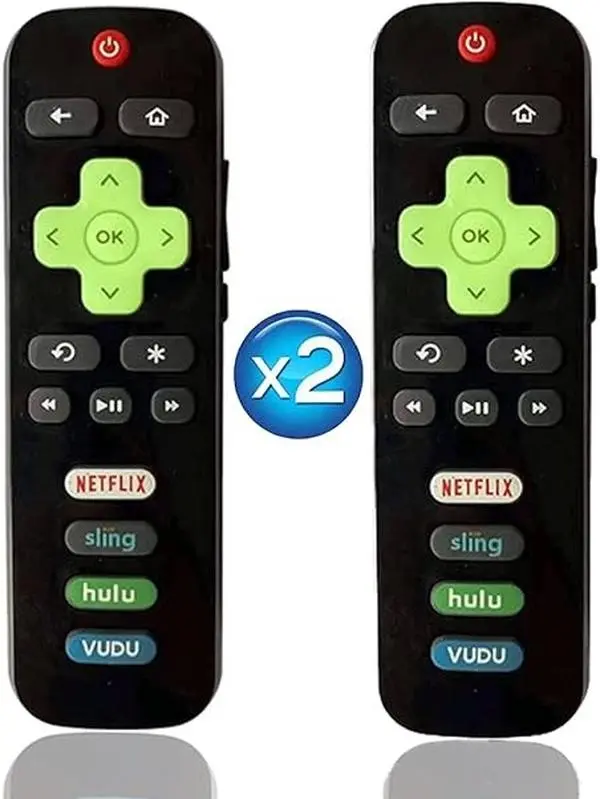 (Pack of 2) Replacement Universal Roku TV Remotes [Glow in The Dark], Compatible ONLY with Roku TV Model: TCL/Hisense/Onn/Sharp/Element/Westinghouse/and Philips Roku TV