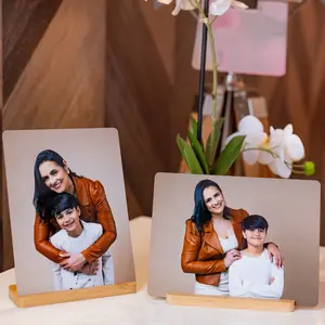 HD Metal Print 6x8in with Bamboo table top stand Aluminium Decor Frame Photo Frame Photo