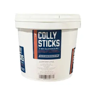 6" Beef CollyStick Bucket (5lbs./~85-95 Sticks) 100% Natural Dog Chew Treats - Single-ingredient - Loaded with Nutrients - No Additives or Unhealthy Chemicals - Stick Count Varies by Weight