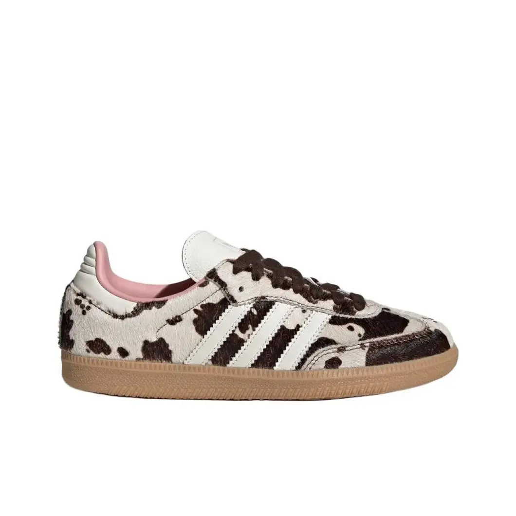 Adidas Samba OG Cow Print Women's Casual Sneakers Trendy Walking Shoes White Brown Pink Colorblock Patchwork Design JR1256 Authentic,  Footwear, Trendy Walking Sneaker everyday shoe low cut shoes cute shoes leisure shoe  Casual Footwear