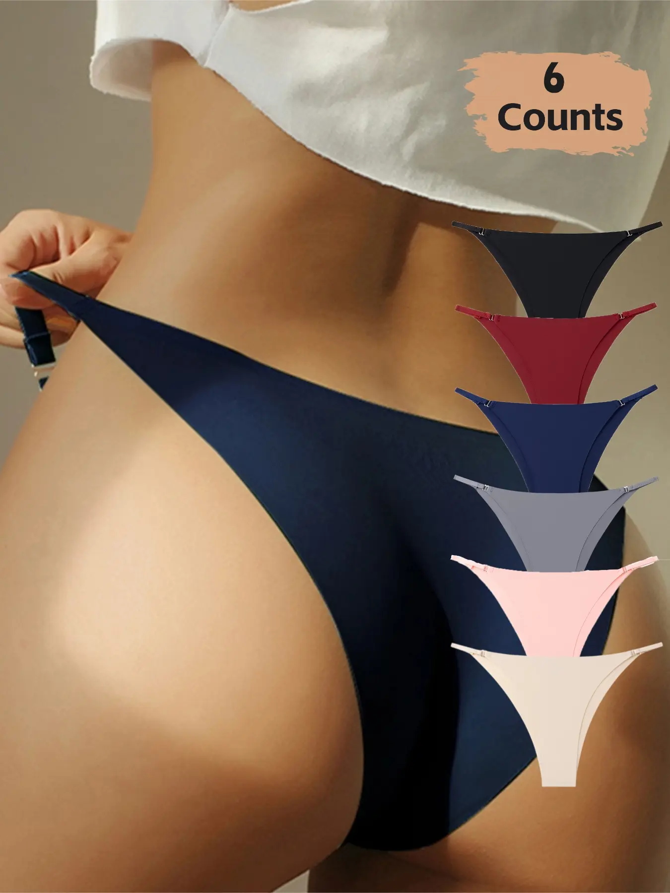 Women's 6-Pack Low-Waist Bikini Triangle Panties, Soft Comfortable Seamless Underwear, Lightweight Breathable Daily Wear, All Seasons, Bikini Undie Briefs