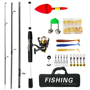 Multi-Section Spool Design Fishing Reel, Complete Set with Soft Bait, Hooks, Floats, Portable Storage Bag, Ready to Fish Out of Box, Fishing Rod Combos