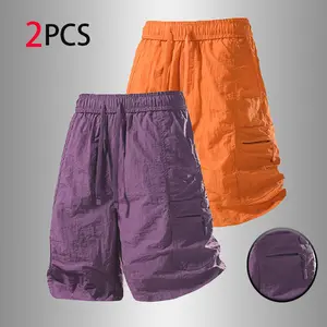 2 pack lightweight casual shorts, elastic waistband + drawstring design, fits all waists comfortably, loose cut for unrestricted movement (unisex).