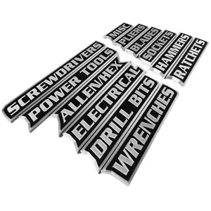 ColKy 12-Pack Magnetic Toolbox Labels for Garage Storage Tool Organization High Quality 3D Printed Personalized Magnets for Metal Cabinets Drawers Tool Chests Decor Plastic Gift