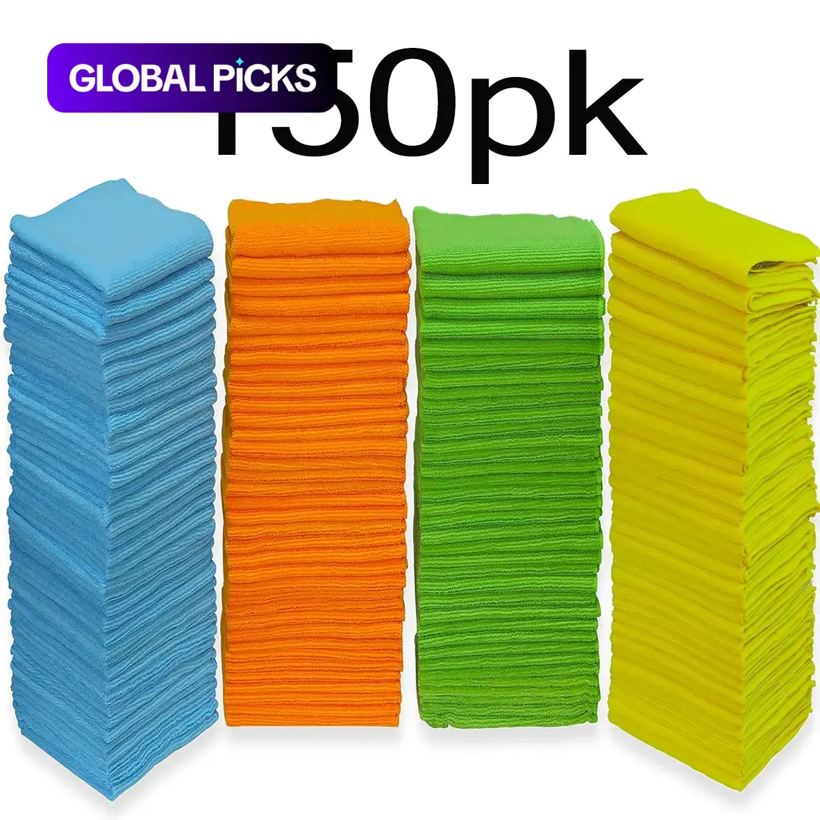 150 Pack Microfiber Super Absorbent Cleaning Cloth, Durable Absorbent Cloth, Absorbent Washcloths, High Performance 1200 Washes, Lifts Grime & Liquid for Streak-Free Mirror Shine, Car Washing Microfiber Towels #GLOBAL PICKS