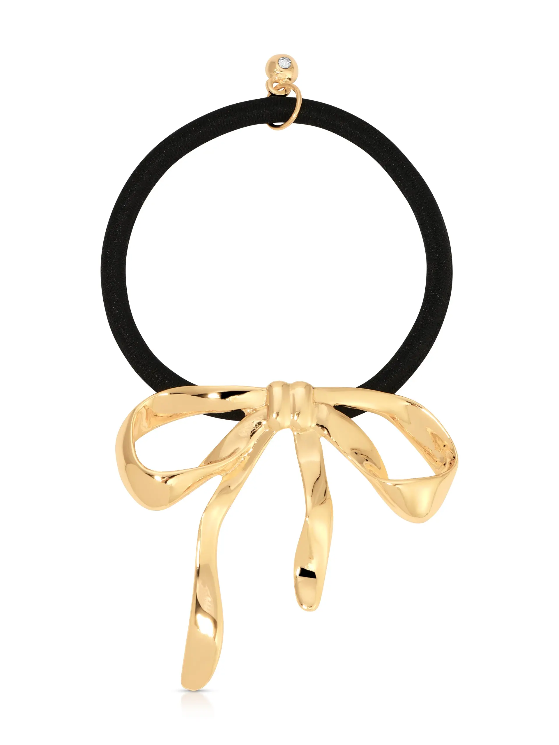 Bow Organica Hair Tie Gold Tone Ruffled Bowknot Elastic 1.89" Size for Stylish Hair Accessory