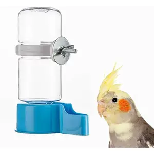 Pet Bird Automatic Water Feeder, 4.73 Fl Oz Parrot Water Dispenser, Bird C Suspended Automatic Water Dispenser for Parakeet Budgie Lovebirds Canary Cockatiel (Blue)