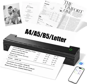 Portable Printer Wireless for Travel, D80 Thermal Printer, Inkless Printers, Compatible with iOS, Android, Laptop, Supports 8.5" x 11" US Letter & A4 & A5 for Home Use, Office, Vehicles, Black