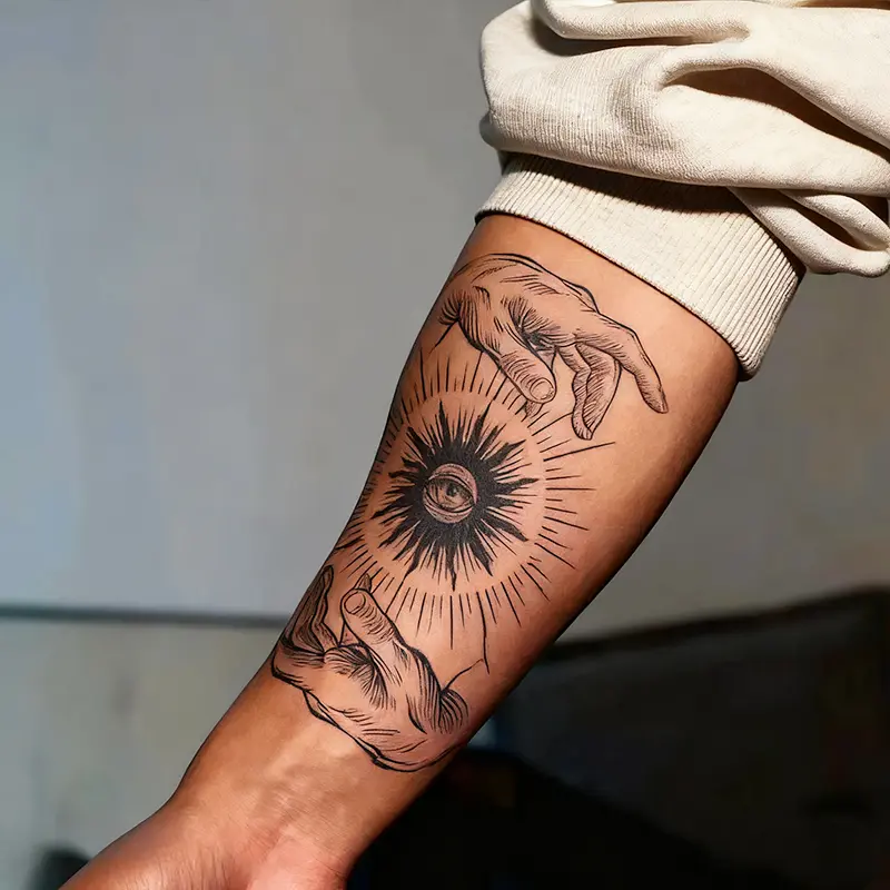 Realistic Temporary Tattoos Bundle - 6 Large Herbal Stickers (1 Anime Element, 5 Random Styles), Waterproof, Abrasion-Resistant, 7-15 Day Wear, Sensitive Skin-Friendly, Henna Art-Inspired, Beginner Friendly for Pain-Averse Non-Tattoo Seekers