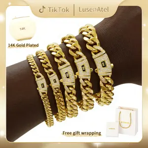 Technology Anti-rust New Brilla Contio Jewelers 14K Gold-Plated Cuban New Anti-rust Technology Bracelet  Waterproof Fade-Proof Hypoallergenic 6-14mm Sizes Timeless Shine for Every Look Mother's Day and Father's Day