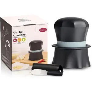 Bxgnip Kitchen Food Prep Utensils Garlic Crusher - Manual Twist Mincer with Peeler and Scraper, Easy Squeeze for Ginger and Nuts, Easy to Clean
