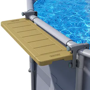 Poolside Bar, Swim Up Bar Exclusively for Above-Ground【Round & Oval 】 Pools. Patio Poolside Table Smart Fold Easy Maintenance, Weather Resistant Stable Tabletop