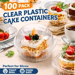 Flip Top Muffin Containers 100 Pcs – Clear Jumbo Plastic Cupcake Boxes, Cartoon Shape Individual Bakery Containers for Large Muffins, Cupcakes
