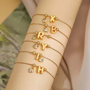 Love A to Z letter bracelet zircon 26 letters adjustable pull handle jewelry female jewelry