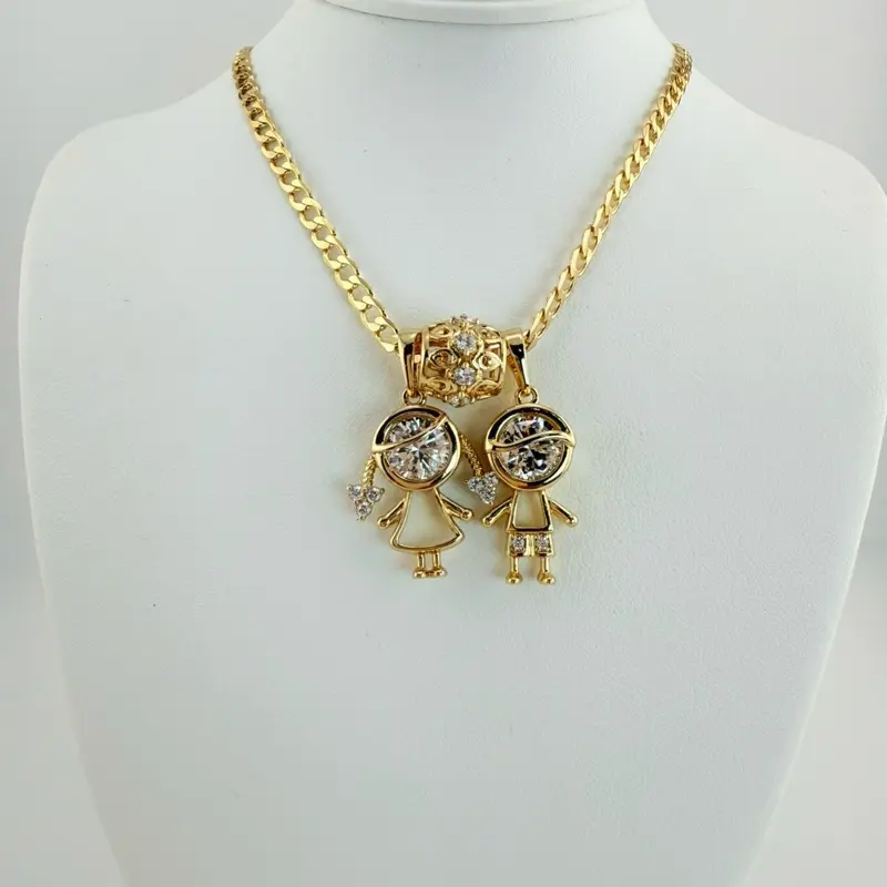 Boys and girl pendants to make the perfect necklace with your kids with a Cuban chain 20 inches long
