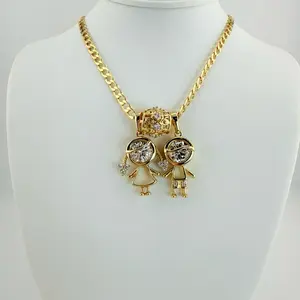 Boys and girl pendants to make the perfect necklace with your kids with a Cuban chain 20 inches long