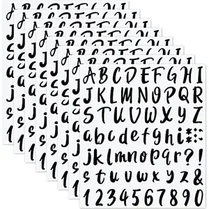 576 Pieces 8 Sheets Self Adhesive Vinyl Letter Alphabet Number Stickers Mailbox Numbers Sticker, Decals for Classroom Decor, Decoration Sticker, Sign, Door, Business, Address Number (Black, 1 Inch) Sticker Packs