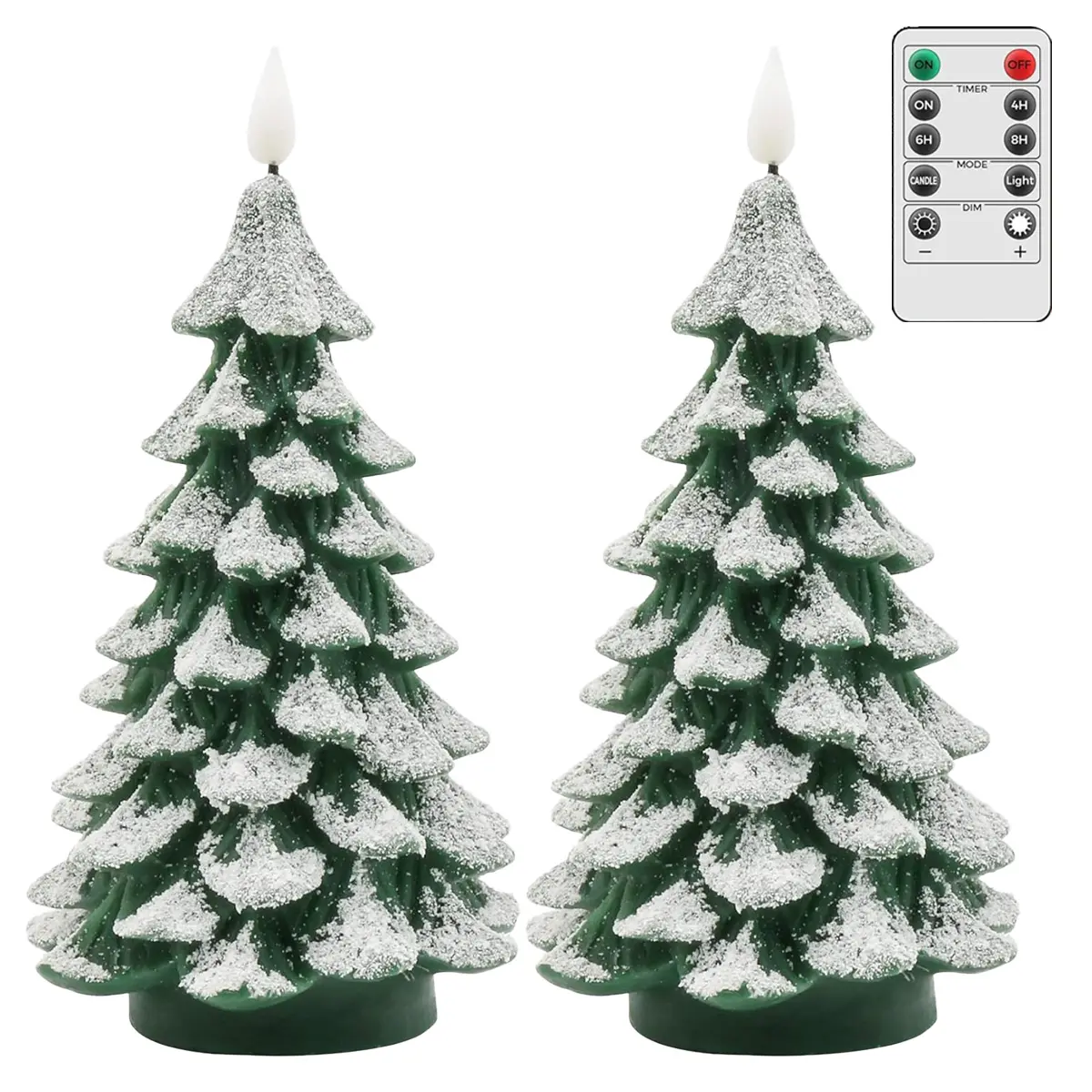 7.5 in Cordless Flameless LED Christmas Tree Candles - Remote Timer, Real Wax, Battery-Operated, Flickering, Easy to Wrap, Sturdy Box (Includes Batteries) - Indoor Home Decor for Family, Kid Room Window Sill Lighting