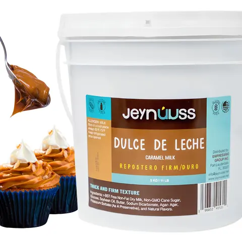 Jeynuuss Heat-Resistant Caramel Dulce de Leche Repostero (11 lb) - Ambient, Gluten-Free, Lactose-Free Baking Creamer with Firm Body, Water-Enhanced Intensity, Bakeable Dessert Filling, Pastry Topping