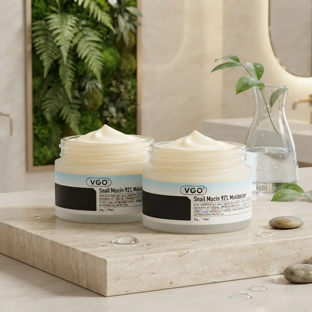 VGO Snail Mucin 92% Moisturizing Gel Cream Moisturizer - Lightweight, Daily & Evening Skincare Step to Hydrate Skin, Smooth