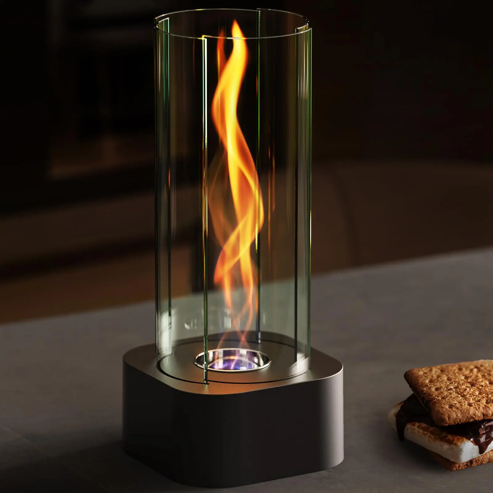 Portable Fire Pit, Tabletop Fire Pit, Desktop Fireplace with Flame Effect, Indoor & Outdoor Fireplace for Decorative Modern Home Decor, Birthday & Housewarming Gift