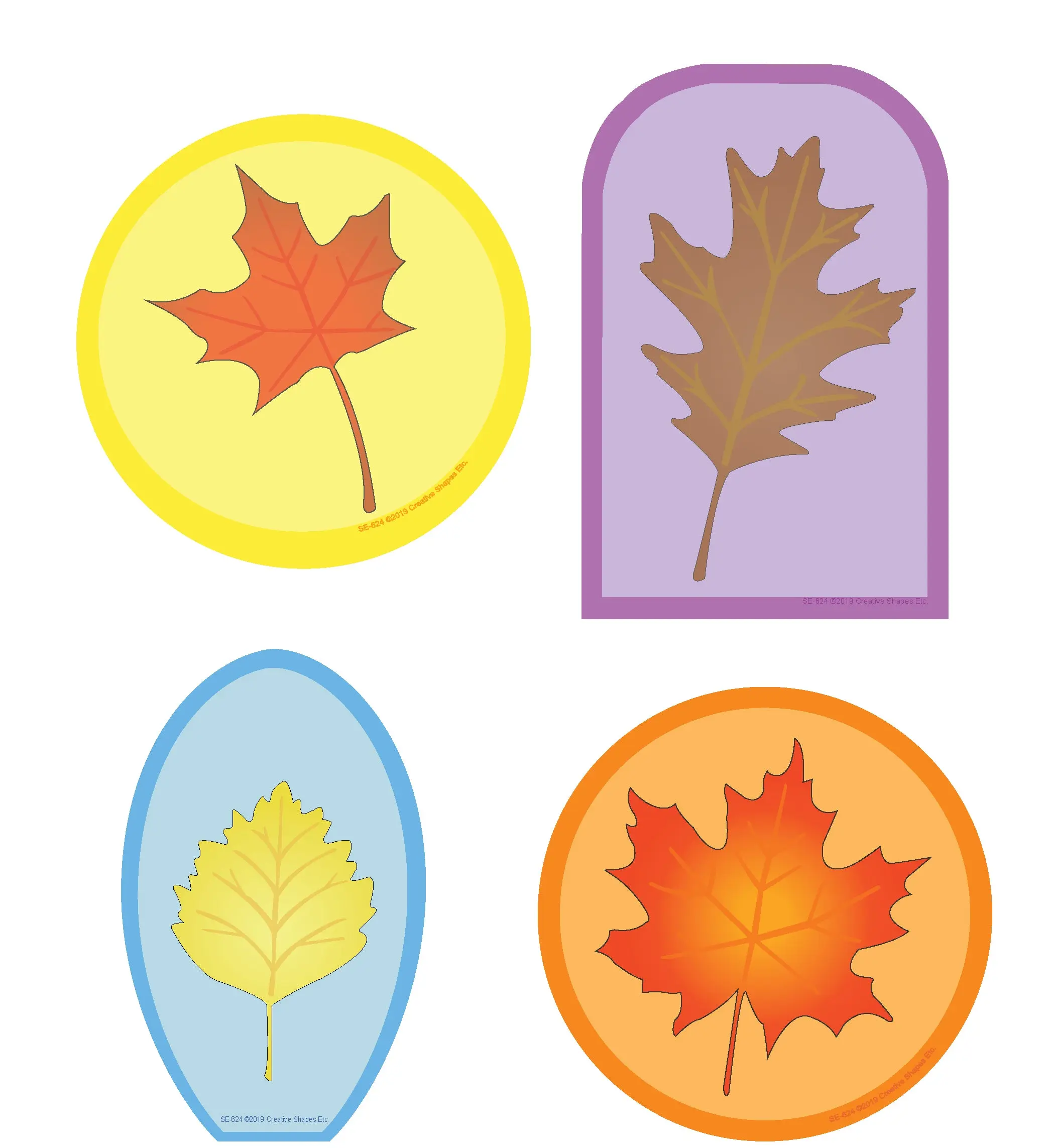 SHAPES ETC. Mini Cardstock Accents - Leaf Designs Variety Pack for Decorating, Bulletin Boards, Classroom Decorations, Craft Projects