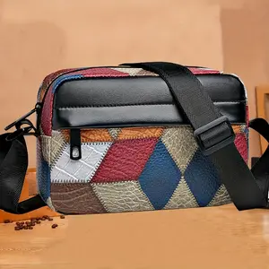 2024 New Grid Pattern Men's/Women's Casual Crossbody Bag with Adjustable Shoulder Strap and Zipper Closure