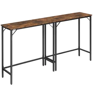 MAHANCRIS Free combination Pub Table for Dining Room, Counter Bar Table with Sturdy Metal Frame, Connectable Bar Table, Multifunctional Console Table, Rustic Brown