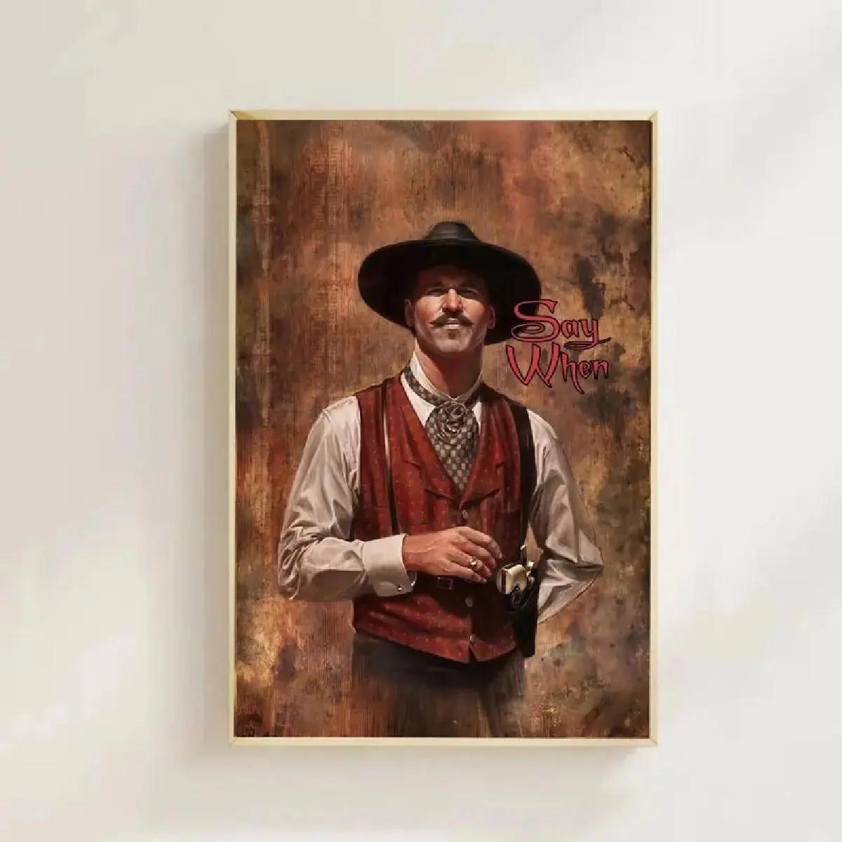 [NO FRAME] Vintage Tombstone Movie Wall Poster (No Frame), “Say When” Quote Doc Holliday Wall Art, Classic Western Art, Made In USA