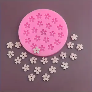 2pcs, 20-hole Mini Cherry Blossom Chocolate Fondant Flower Cake Decorating Baking Tool, Silicone Baking Mold