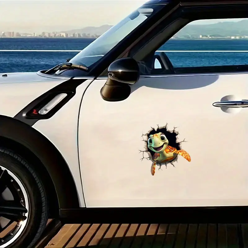 Turtle 3D Effect Car Stickers - Decal for Cars, Car Decals, PE Material, Sticky Fun Turtle Stickers, Suitable for Car Windows, Walls, Laptops - Durable, Weather Resistant Ocean Themed Magnets and Stickers