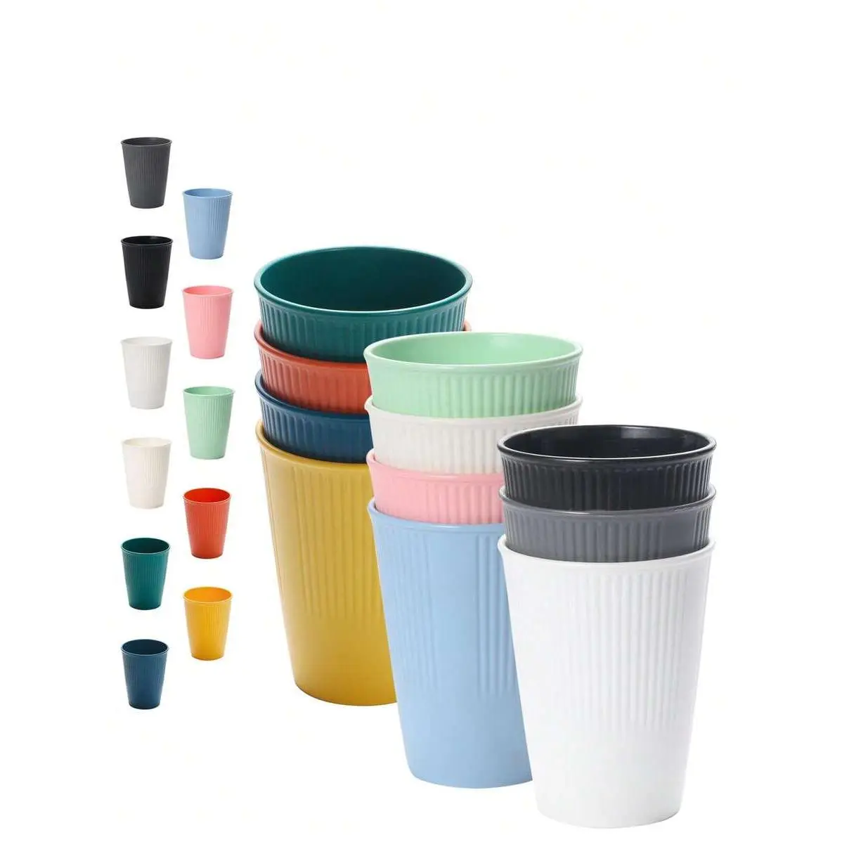4-Piece Colorblock Drinkware Set, 75ml Multicolor Round Cylindrical Plastic Cups, Dishwasher & Microwave Safe for Dorms and Picnics, Outdoor, Round Cup, Tumblers, Cylinder