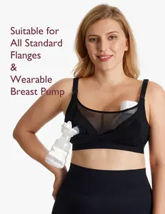 Momcozy Hands-Free Pumping Bra for Busy Moms, Soft Mesh Support C-H Cup, Nursing & Pumping in One, Fits Spectra Medela Elvie Willow Momcozy Pumps, All-Day Comfort, HF018