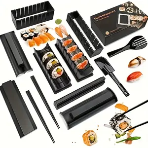 [10pcs Sushi Kit] 10pcs DIY Sushi Making Kit | Plastic Sushi Tool Set with Rice Mold, Seaweed Press Machine, Sushi Roll Cutting Machine, Homemade Sushi Rolls, and Non-Electric Sushi Shaped Driver Combination