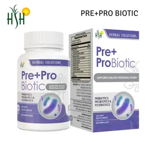 HERBAL SOLUTIONS Pre + ProBiotic – Prebiotics, Probiotics, Digestive Wellness Supplement | 60 Capsules