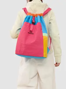 1pc  Backpack color blocking large capacity women's backpack drawstring closure fashionable and versatile casual trend suitable for college students, campus commuting, outdoor hiking, women's backpack Trendy backpack Colorblock Backpack