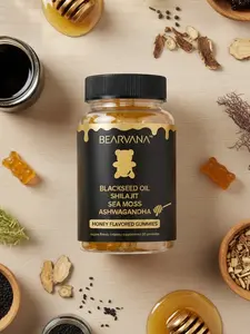 BEARVANA BlackSeed Oil, Shilajit, Sea Moss, Ashwagandha Gummies - Honey Flavored - Vitamin C + D - One Month Supply (60 gummies) -Wellness Dietary Supplement