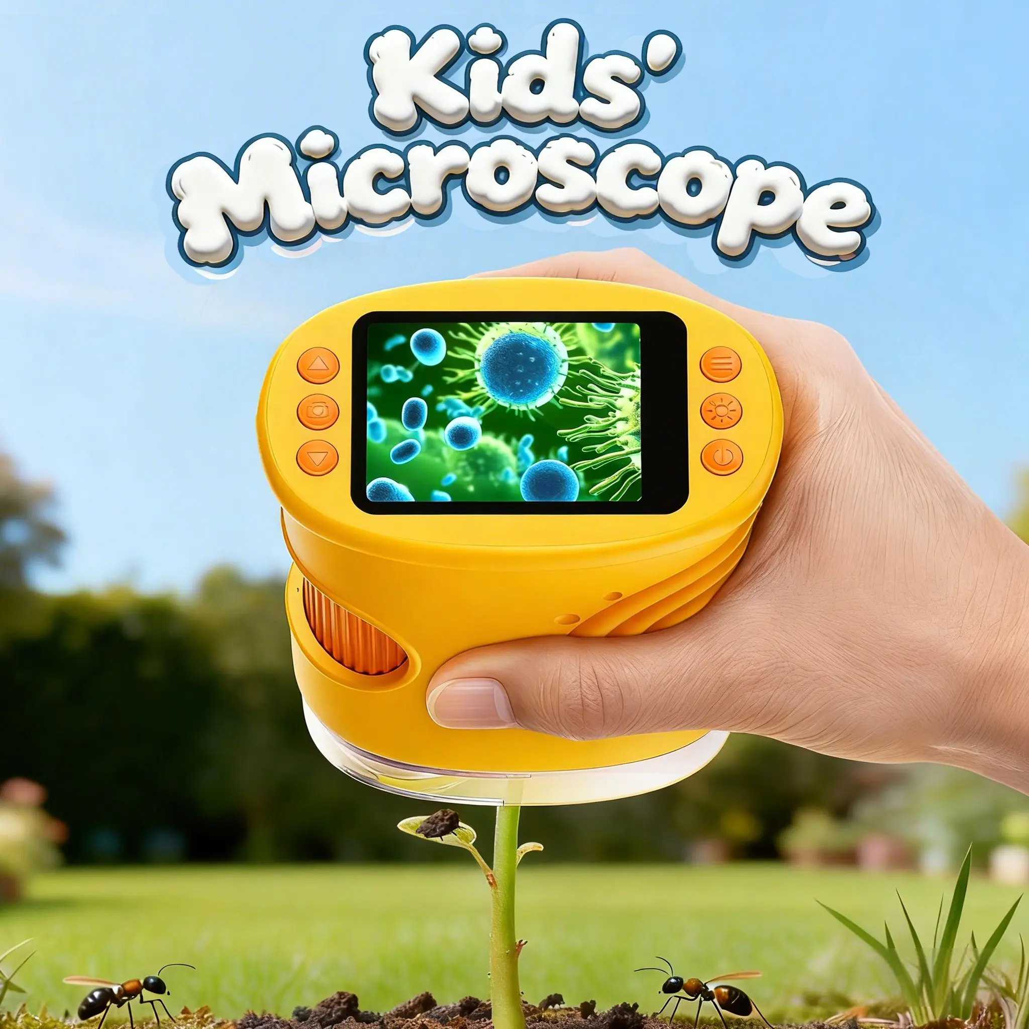 ASPOVEN Kids Handheld Digital Microscope, 4K, 2.0" Screen, 1000X Zoom, Rechargeable Portable STEM Microscope for Curious Kids Ages 3+