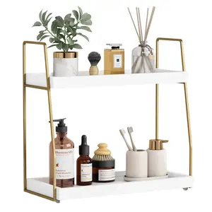 Bathroom Organizer Countertop, Counter Organizer for Bathroom Decor, Wooden Sink Organizer Shelf for Vanity Storage, Organizer Tray for Makeup Bedroom Corner