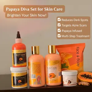 BYENBLAN Papaya Diva Cosmetic Body Care Set - Golden Papaya Cleanser, Turmeric Moisturizer Cream for Brightening, Hydrating, Dark Spot Reduction, Acne Scar Repair, Radiant Skin