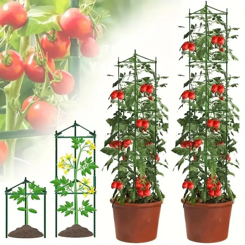 Tomato Cage, 1 Set Multifunctional Tomato Climbing Vegetables Growing Support Frame, Plant Support Frame for Climbing Vegetables, Garden Supplies, Garden Obelisk Trellis, Climbing Planting Stand, Tomato Trellis Planter