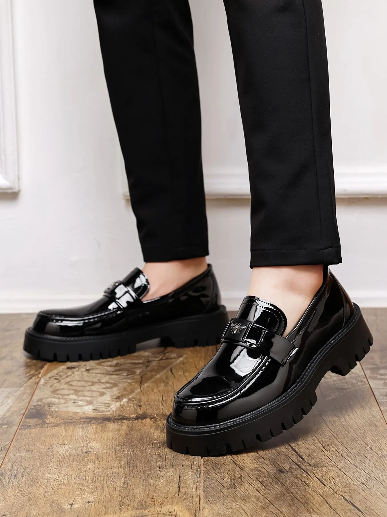 Men's Simple Fashion Thick Rubber Sole Slip On Platform Loafers, Stylish Durable Casual Shoes for Daily Wear, Comfortable and Trendy Footwear for Men